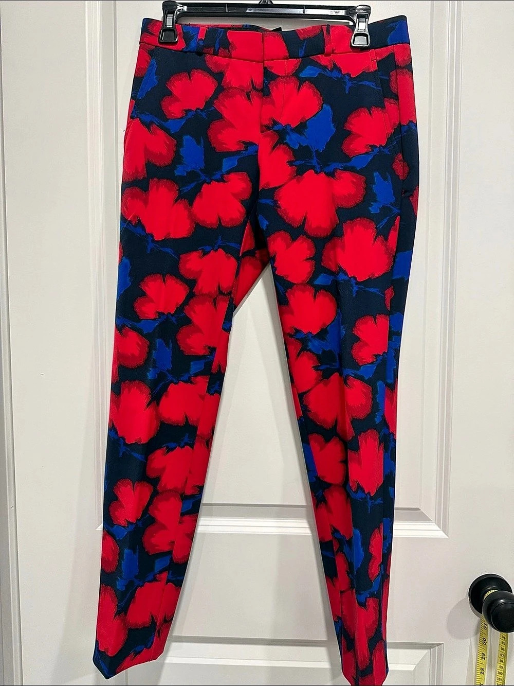 Banana Republic Ryan Petite Pant Floral Staright Pants Red & Blue 2P